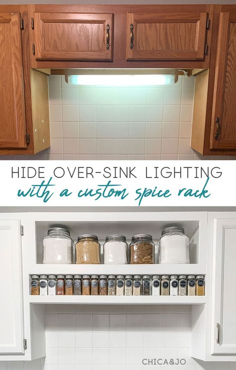 Light Above Kitchen Sink Under Cabinet, What To Put Over Kitchen Sink With No Window, Hide Over Sink Lighting, Area Above Kitchen Sink, Above The Sink Storage, Over Sink Lights Kitchen, Over Sink Lighting Kitchen No Window, Mirror Above Kitchen Sink Ideas, Above The Sink Ideas