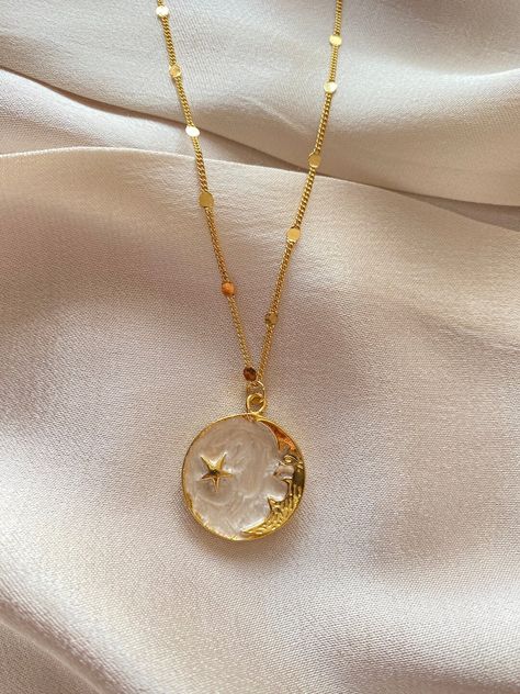 Gold moon necklace