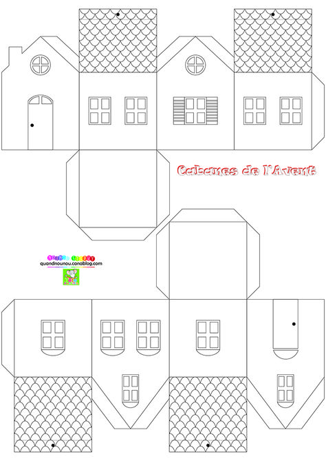 Le gabarit du chalet en papier à suspendre Paper House Diy, Paper House Template, Martha Stewart Christmas, Gingerbread House Patterns, Paper Globe, Christmas Advent Calendar Diy, Decoration Vitrine, Gingerbread House Kits, Paper Box Template