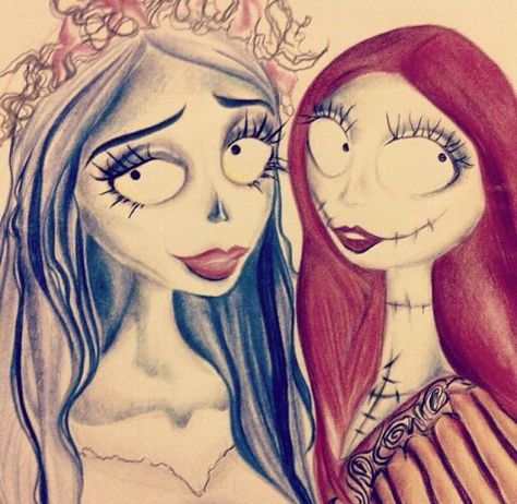 Bff sally emily - tim burton Nightmare Before Christmas Pictures, Tim Burton Corpse Bride, Tim Burton Characters, Sally Nightmare Before Christmas, Tim Burton Films, Tim Burton Movie, Pumpkin King, Corpse Bride, Jack And Sally