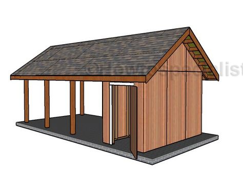 Single Carport with Storage Roof Plans | HowToSpecialist - How to Build, Step by Step DIY Plans Diy Garage Plans, Carport Storage, Lean To Carport, Shed Carport, Building A Carport, Carport With Storage, Garage Extension, Diy Carport, Carport Ideas