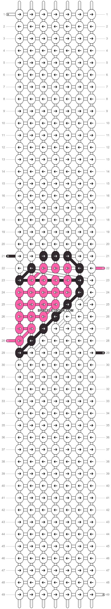 Alpha pattern #96748 variation #288371 | BraceletBook Half Heart Bracelet Pattern, Bracelet Making Tutorial, Brazilian Bracelet, Friend Ship, Half Heart, Friendship Bracelet Patterns Easy, Yarn Bracelets, Cute Friendship Bracelets, Bracelet Craft