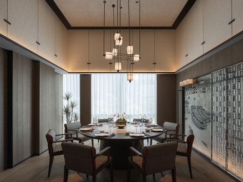 ZUIXIHU·ZHENYAN Restaurant｜醉西湖·臻宴 on Behance Vip Room Restaurant, Chinese Dining Room, Chinese Restaurant Interior, Vietnam Restaurant, Brick Crafts, Vip Room, Ceiling Design Modern, Dining Room Interiors, Private Dining Room