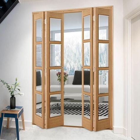 Slimline Weekamp 3+2 Folding Marston Oak Doors - Clear Glass 683