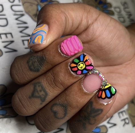 Crazy Summer Nails, Gel Manicure Designs, Crazy Summer, Overlay Nails, Minimal Nails Art, Mens Nails, Hippie Nails, Hard Nails, Minimal Nails