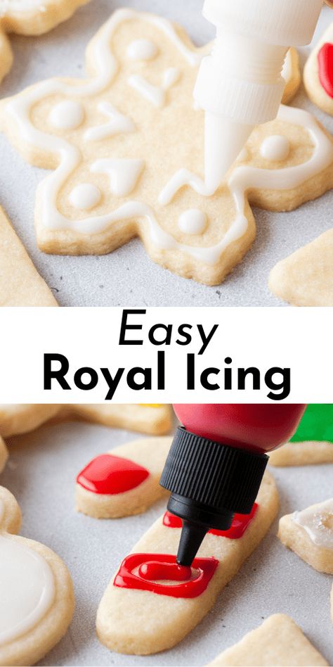 This is the only royal icing recipe you'll ever need! With no meringue powder needed, my secret ingredient makes this icing harden perfectly. Plus, I'm sharing my expert tips on adjusting your icing to the perfect consistency, coloring, and storing your icing. Cooking Icing Recipe, Dairy Free Icing For Cookies, Sugar Cooking Icing Recipe, Make Ahead Frosting, Frosting That Hardens, Vanilla Royal Icing Recipe, Easy White Icing Recipe, Make Ahead Royal Icing, Crisco Icing Recipe