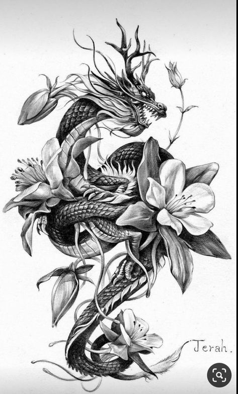 Feminine Dragon Tattoo For Women Hip, Dragon And Flower Tattoo For Women, Thigh Dragon Tattoo For Women, Dragon Hip Tattoos Women, Lily Hip Tattoo, Dragon Tattoo Thigh, Dragon Hip Tattoo, Dragon Tattoo Hip, Dragon Tattoo Leg