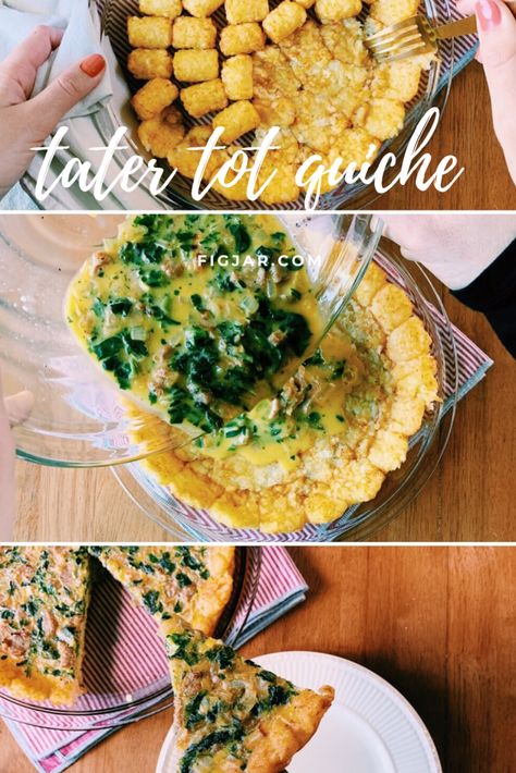 Tater Tot Quiche Crust, Quiche With Tater Tot Crust, Tater Tot Crust Quiche, Quiche And Salad, Tater Tot Crust, Quiche With Sausage, Tator Tot Recipe, Quiche Crust Recipe, Quiche Crust