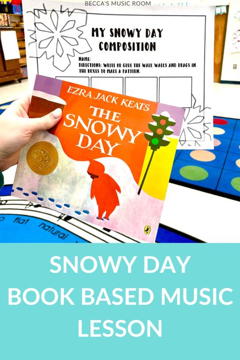 1st Grade Music Lessons, Preschool Music Theme Lesson Plans, Music For Kindergarten Lesson Plans, Prek Music Lesson Plans, Winter Music Lessons For Elementary, Winter Music Activities, 1st Grade Books, The Snowy Day, Book Lessons