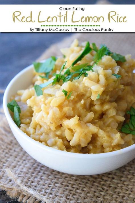 This Clean Eating Red Lentil Lemon Rice makes a delicious main course or side dish! | Clean Eating Recipes | Vegan Recipes | Side Dishes | Clean Eating Red Lentil Lemon Rice Recipe | #CleanEating #RiceRecipes #SideDish #Vegan #PlantBased Red Lentil And Rice Recipes, Lentil Side Dish, Probiotic Diet, Lemon Lentil, Lemon Rice Recipe, Lentil Rice, Obesity Help, Clean Eating Vegetarian, Lemon Rice