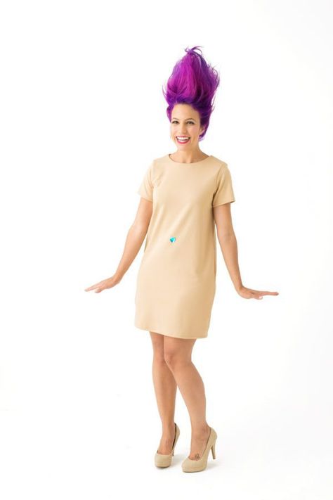 Troll Doll Halloween Costume, Troll Doll Costume, Troll Costume Diy, Costumes You Can Make At Home, Cheap Halloween Costumes Diy, Troll Halloween Costume, Last Minute Diy Costumes, 90s Fancy Dress, Halloween Costumes You Can Make