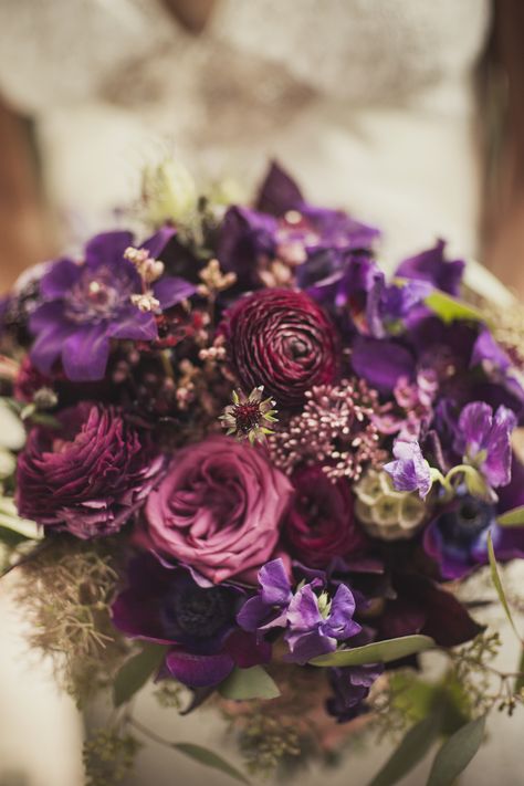 Malibu Wedding from Amanda McKinnon Photography   Read more - http://www.stylemepretty.com/2013/11/22/malibu-wedding-from-amanda-mckinnon-photography/ Purple Ranunculus, Plum Wedding, Purple Wedding Bouquets, Wedding Colors Purple, Purple Bouquet, Malibu Wedding, Purple Wedding Flowers, Cabbage Rose, Wedding Flower Inspiration