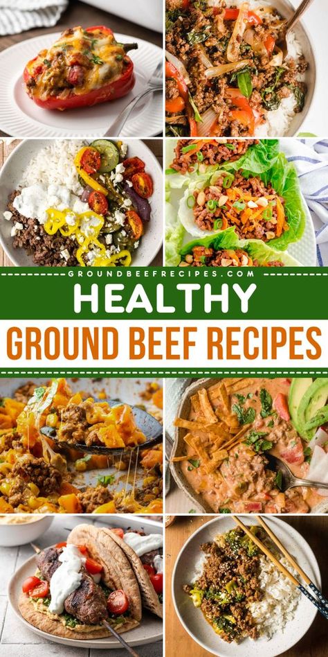 Want more simple dinner ideas? Here's a roundup of easy ground beef recipes! These healthy recipes with ground beef cater to a variety of needs. You can even find main dishes for dinner that are keto, low-carb, or gluten-free! Low Sodium Ground Beef Recipes Healthy, Ground Beef Dishes Healthy, Ground Beef Keto Recipes For Dinner, Ground Meat Recipes Healthy, Ground Beef Recipe Healthy, Healthy Ground Meat Recipes, Low Calorie Ground Beef Recipes, Ground Beef Recipes For Dinner Healthy, Healthy Ground Beef Recipes For Dinner