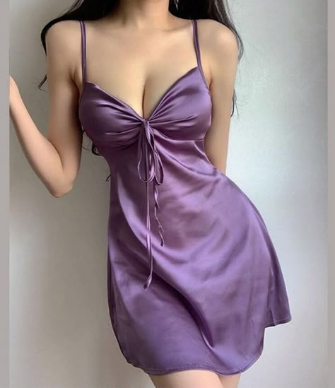 Purple Dress Aesthetic, Purple Dress Outfits, Purple Dress Short, Purple Satin Dress, Purple Short Dress, Dark Purple Dresses, Light Purple Dress, Fe Clothing, Violet Dresses