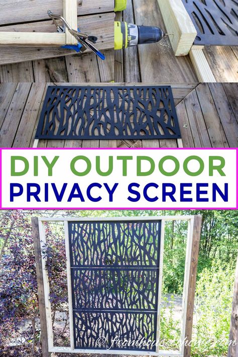 This decorative DIY outdoor privacy screen tutorial is awesome! Whether you're looking for privacy for your deck or patio, or just want some creative garden art, this divider will help your garden design. #fromhousetohome #gardendesign #backyardprivacy #gardenstructures #decksandpatios Pvc Privacy Screen, Diy Privacy Wall, Diy Outdoor Privacy Screen, Diy Outdoor Privacy, Lattice Privacy Screen, Garden Tricks, Privacy Screen Deck, Diy Privacy Screen, Deck Or Patio