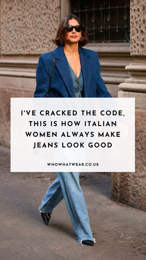 From wide-leg jeans to dark denim, Italian women know what to wear with jeans. Click to see 5 ways to style denim with tips from fashions best dressed. How To Wear Jeans That Are Too Long, Dark Denim Wide Leg Jeans, Wide Leg Dark Denim Outfit, Wide Leg Dark Jeans Outfit, Wide Leg Jeans Outfit Spring, Frayed Jeans Outfit, Wide Leg Denim Outfit, Burgundy Blazer Outfit, Denim Jeans Outfit Casual