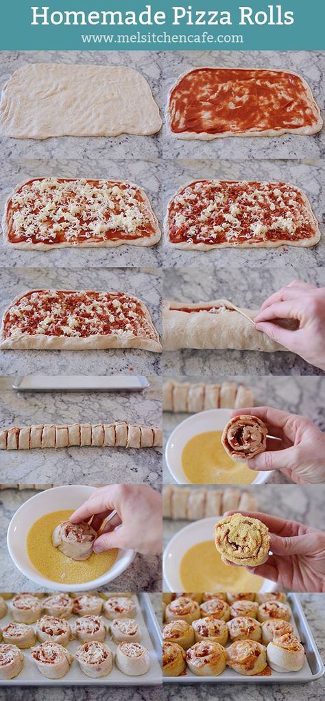 Homemade Pepperoni, Pepperoni Pizza Rolls, Homemade Pizza Rolls, Homemade Pepperoni Pizza, Pizza Rolls, Homemade Pizza, Pepperoni Pizza, Appetizer Snacks, Cooking And Baking