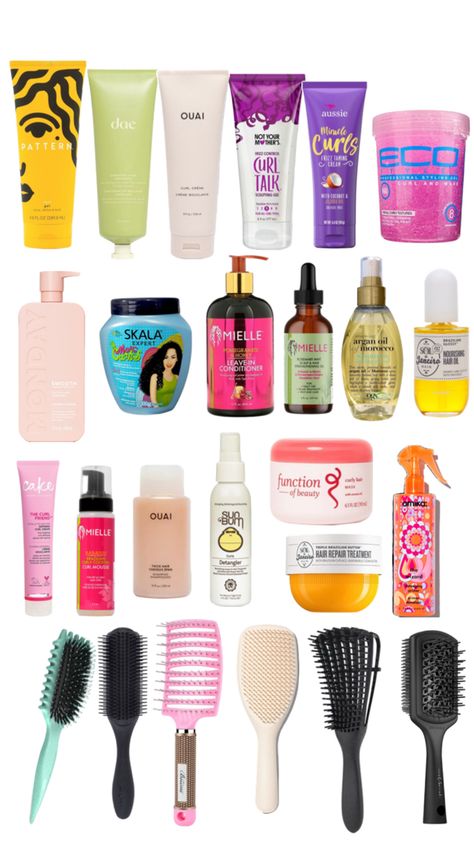 Stuff For Curly Hair Products, Curly Hairstyles Products, 3c Hair Products, Pattern Hair Products, Hair Care For Wavy Hair, Good Curly Hair Products, Curly Hair Essentials, Hair Wishlist, Curly Hair Needs