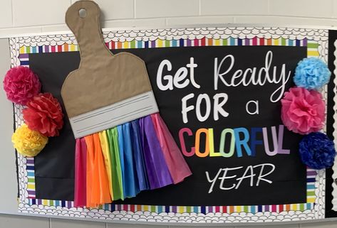 Tie Dye Bulletin Board Ideas, Dot Day Bulletin Board, Welcome Bulletin Board Ideas, Homeroom Mom, Welcome Bulletin Boards, Classroom Boards, School Board Decoration, Art Classroom Decor, Back To School Bulletin Boards