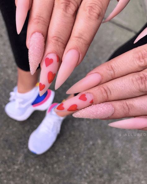 Heart Nail Designs, February Nails, Heart Nail, Heart Nail Art, Nail Designs Valentines, How To Grow Nails, Diy Valentine, Diy Nail Designs, Acrylic Designs