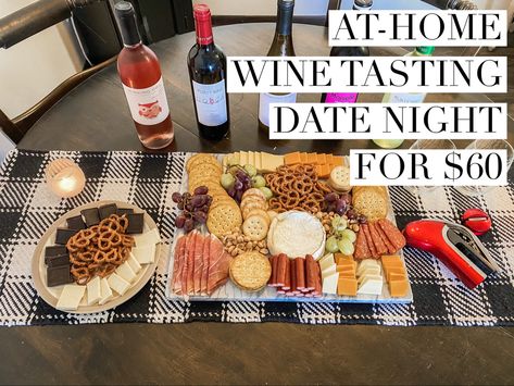 Wine Tasting Date Night At Home, Wine Tasting Date, Diy Wine Tasting, Wine Date Night, Fun Couple Questions, Veggie Crackers, Wine Date, White Zinfandel, Snack Sticks