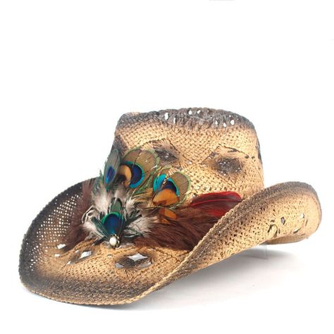 modname=ckeditor Item Type : Cowboy Hats Material : Straw Department Name : Adult Gender : WOMEN Pattern Type : Solid Style : Casual Model Number : HKO Brim size : 8CM Hat size : 56-58CM Can Be adjusted size Hat High : 12CM Name : Jazz Hat Brim style : Roll Up   modname=ckeditor   modname=ckeditor Beach Cowgirl, Mens Straw Hats, Straw Cowboy Hat, Western Cowboy Hats, Feather Hat, Vintage Cowboy, Cowgirl Hats, White Turquoise, Hat For Man