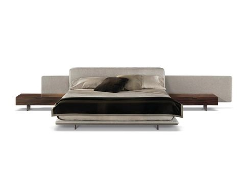 Double bed with integrated nightstands HORIZONTE BED by Minotti Minotti Bed, Nightstand Design, Studio Mk27, Ocean Projects, Modular Seating, Different Types Of Wood, Double Bed, Double Beds, Price List