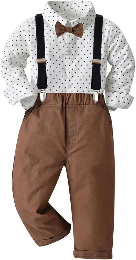 Gentlemen Suit Long Sleeve Bow Tie Shirts Suspenders Pants Gentlemen Suit, Suspenders Pants, Outfits Amazon, Bow Tie Shirt, Tie Shirts, Bearer Outfit, Ring Bearer Outfit, Pants Outfits, Clothes Set