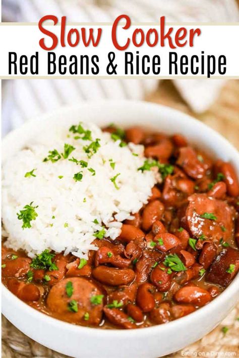 Sausage Beans And Rice, Crock Pot Red Beans, Red Beans And Rice Recipe Crockpot, Red Beans And Rice Recipe Easy, Sausage Beans, Red Bean And Rice Recipe, Slow Cooker Red Beans, Red Beans Recipe, Red Beans And Rice Recipe