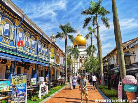 Kampong Glam and Bugis in Singapore are certainly two of the most vibrant districts in Singapore. Loaded with all things colourful, there’s something for every fancy traveler, from bazaars to restaurants to museum. Not only that, these areas are full of cultural and heritage wonders, hence their growing popularity among Bugis Street Singapore, Kampong Glam, Singapore Guide, Sultan Mosque, Holiday In Singapore, Singapore Itinerary, Singapore Zoo, Universal Studios Singapore, Colorful Murals