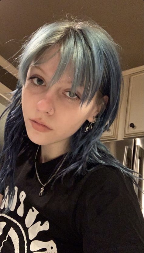 Muted Blue Hair, Dyed Hair Aesthetic, Hairdye Ideas, Redken Hair Color, Hair 2022, Short Grunge Hair, Redken Hair Products, Old Hairstyles, Dye Hair