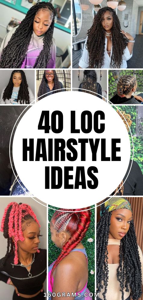 Save this pin for a variety of trendy loc styles suitable for any occasion. From elegant updos to casual looks, these styles will elevate your hair game. Tap to discover the perfect loc style for your next event! #LocStyles #HairInspo #FashionBlog Soft Locs Hairstyles Half Up Half Down, Elegant Loc Updos, Lox Styles For Women Long, Elegant Loc Styles Black Women Wedding, Quick And Easy Loc Styles, Black Women Loc Styles, Soft Dreads Hairstyles For Black Women, Loc Styles For Black Women Updo, Long Loc Updo Styles Women