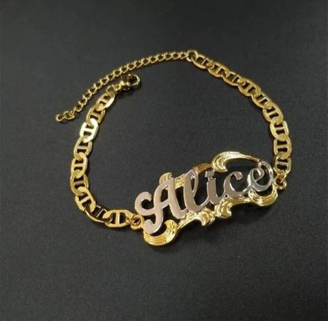 Customised bracelet in any name of your choice $35(28,000) 3-4 weeks Customised Bracelets, Gold Bracelet, Bracelet, Gold