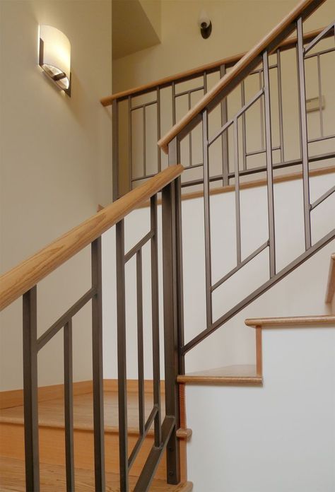 handrail design for stairs #For Stairs Handle, Wood Railings For Stairs, Indoor Railing, Metal Stair Railing, درج السلم, Modern Railing, Modern Stair Railing, Contemporary Stairs, Staircase Railing Design