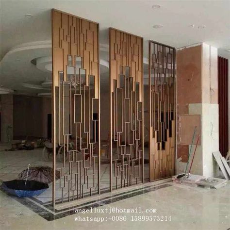 Divider Panel Design, Partions Design Wall Dividers, Decorative Screen Panels Interior Design, Partition Screen Space Dividers, Metallic Partition, Screen Partition Design, Jali Partition, Metal Divider, Decorative Partition