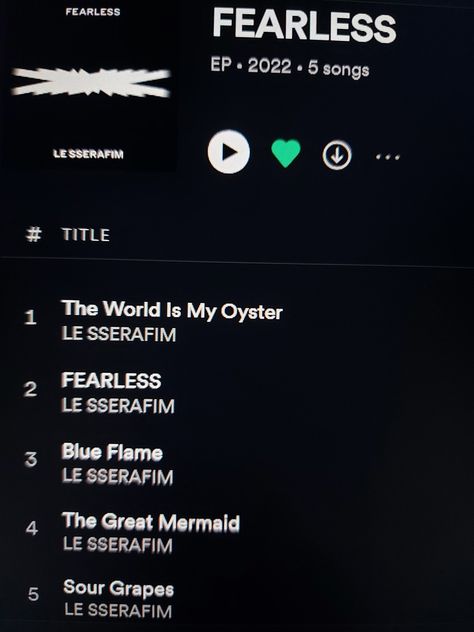 LESSERAFIM   seraphim   EP   From spotify   with   5 tracks   included The World Is My Oyster, Sour Grapes, Black Pink Background, Blue Flames, Song Playlist, Black And White Aesthetic, Album Songs, Spotify Playlist, White Aesthetic