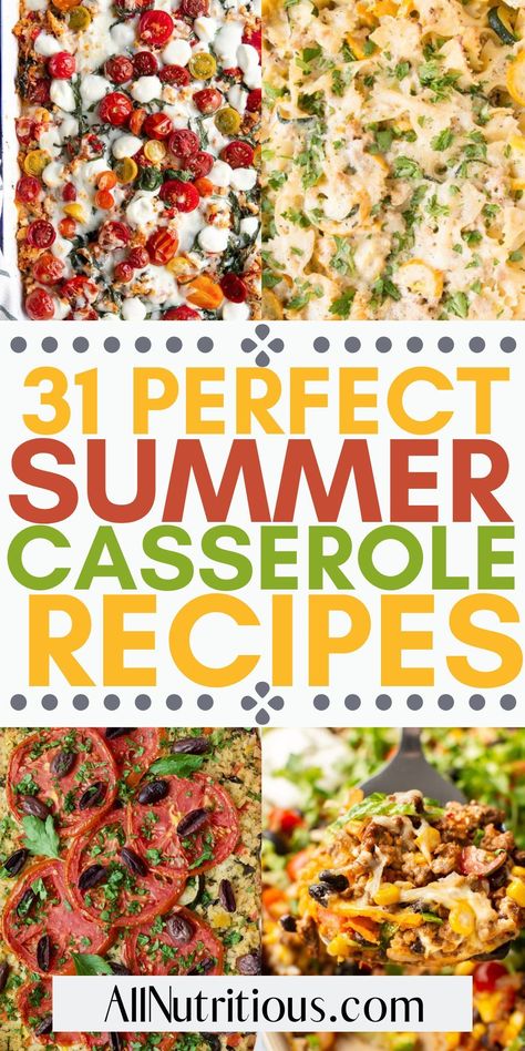 Need ideas for dinner recipes this summer? These quick and easy casserole dishes are perfect for your meal plan. Don’t miss this collection of simple casserole dishes to make this week. Casserole Party Ideas, Casserole Ideas Main Dishes, Easy Crowd Dinners, Easy Lunch Casserole Recipes, One Dish Baked Meals, Easy Summer Casserole Recipes, Easy Dinner Recipes Summertime, Summer Main Dishes For A Crowd, Dinner Ideas For A Crowd Large Families