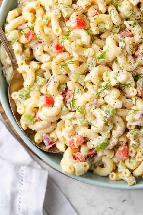 Creamy Vegan Macaroni Salad Healthy Macaroni Salad Recipe, Recipes With Elbow Noodles, Healthy Macaroni Salad, Vegan Macaroni Salad, Mexican Macaroni Salad, Vegan Pasta Recipe, Elbow Noodles, Creamy Vegan Pasta, Vegan Pasta Salad