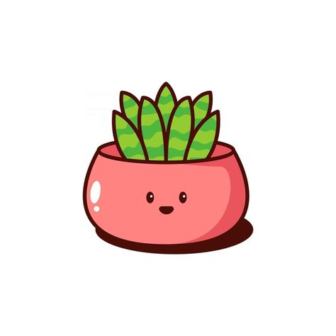 Ilustración de planta suculenta de cactus kawaii Cactus Planta, Cactus, Plants