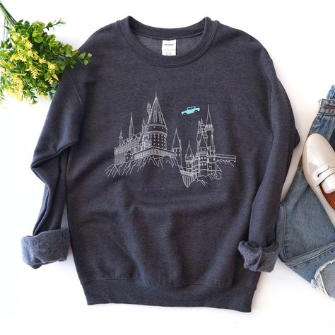 Flying Car Sweatshirt Unisex Wizard Sweatshirt Castle | Etsy Canada Flying Car Harry Potter, Ravenclaw Sweatshirt, Car Sweatshirt, Harry Potter Hoodie, Harry Potter Sweatshirt, Hogwarts Castle, Flying Car, Pretty Clothes, Dressed To Kill