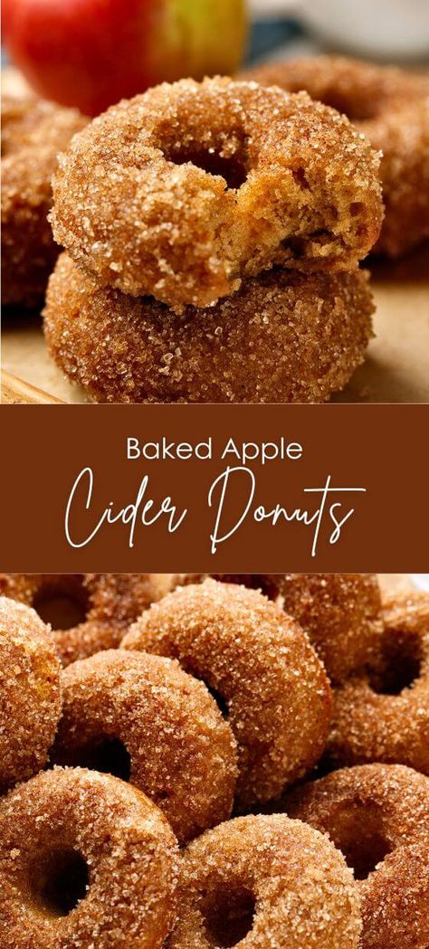 Quick & Easy Baked Apple Cider Donuts Easy Baked Apples, Cider Donuts Recipe, Apple Cider Donuts Recipe, Doughnut Recipe Easy, Breakfast Donuts, Apple Cider Donuts Baked, Homemade Donuts Recipe, Apple Donuts, Baked Donut Recipes