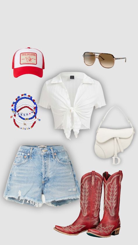 4th of July outfit Concert Outfit Summer, Festival Attire, 4th Of July Outfit, Country Concert Outfit, 4th Of July Outfits, Country Concerts, Cowgirl Outfits, Summer Concert, Themed Outfits