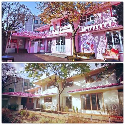 BLACKPINK House – The Korean Lass Bp House, Blackpink House, Rose House, Cedar Homes, Pink Door, Cafe House, Zebra Stripes, Black House Exterior, Pink Houses