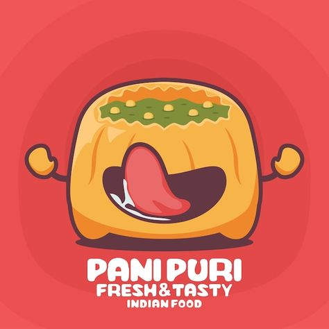 Pani Puri Cartoon, Panipuri Illustration, Pani Puri Stall Decoration Ideas, Pani Puri Illustration, South Indian Food Illustration, Pani Puri Stall, Indian Food Logo, Chill Images, Dahi Puri