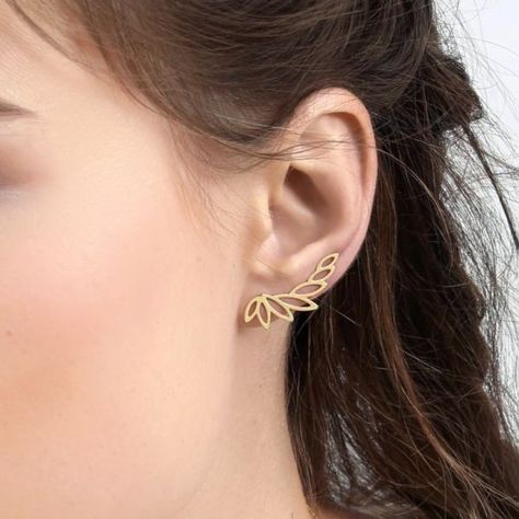 Ear Climbers Earrings Gold, Fake Gauge Earrings, Crystal Statement Earrings, Ear Climbers Earrings, Special Occasion Jewelry, Ear Climber, Fancy Earrings, Gold Jewelry Sets, Ear Climbers