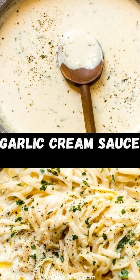 Lemon Garlic Cream Sauce, Garlic Cream Sauce Recipe, Cream Sauce Recipe, Cream Sauce Pasta, Lemon Cream Sauces, Garlic Sauce Recipe, Quick And Easy Meals, Cream Pasta, Garlic Cream Sauce