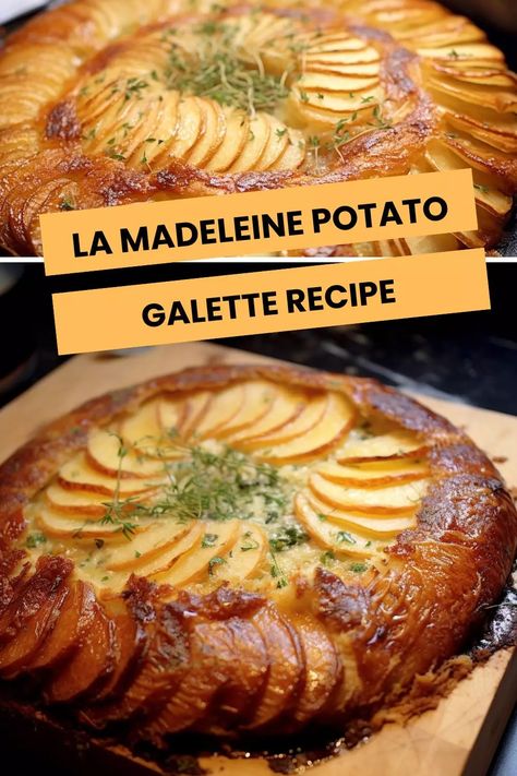 Experience French culinary delight with La Madeleine's Potato Galette recipe. Elevate your brunch with layers of golden potatoes, herbs, and savory perfection. Galette Recipe Savory, How To Carmalize Onions, Potato Galette, Golden Potatoes, Baked Potato Bar, French Potatoes, Madeleine Recipe, Parmesan Cheese Potatoes, Potato Bar