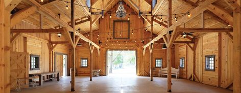 Commercial Post & Beam Barns - Sand Creek Post & Beam Sand Creek Post And Beam, Metal Shop Building, Post And Beam Construction, Metal Building Kits, Post And Beam Barn, Barn Interior, Party Barn, Wood Building, Barn Design