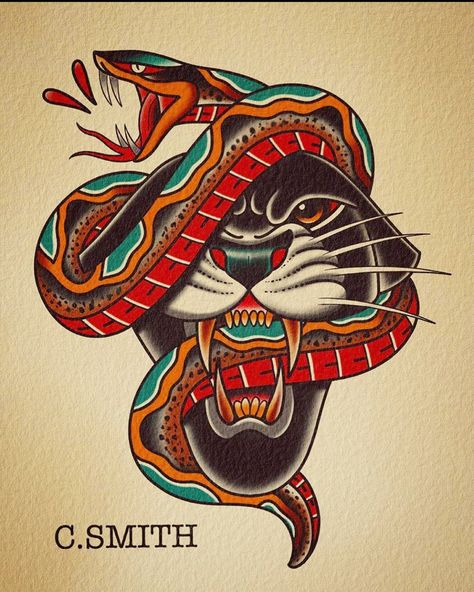 Traditional Tattoo Man, Traditional Tattoo Drawings, Traditional Tattoo Old School, Traditional Tattoo Inspiration, Traditional Style Tattoo, Panther Tattoo, Traditional Sleeve, Traditional Tattoo Sleeve, Old School Tattoo Designs