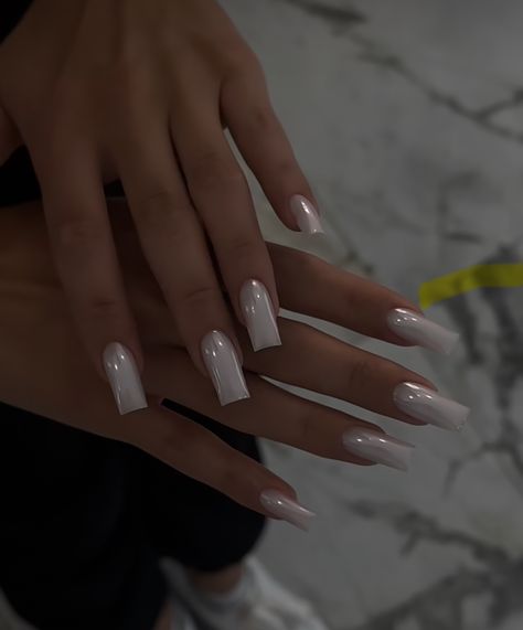 White Glittery Nails, Cute Nail Ideas, Acrylic Nail Designs Coffin, French Manicures, Long Square Nails, Glittery Nails, Cute Nail, Acrylic Nails Coffin Short, Neutral Nails